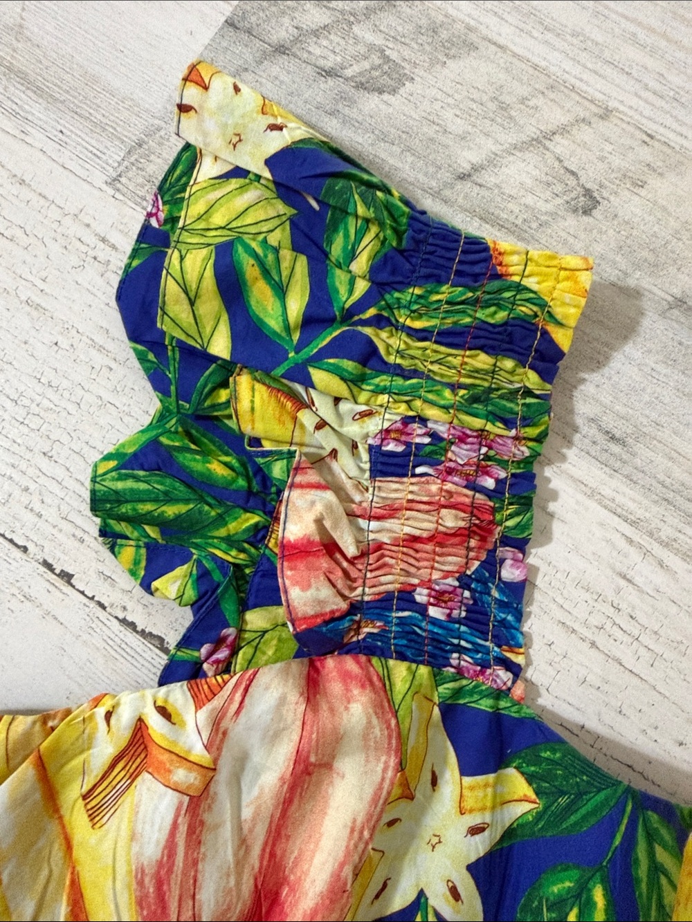 FARM Rio Caipirinha Mini Dress Tropical Fruit Flutter Sleeve Size Large - Picture 5 of 13
